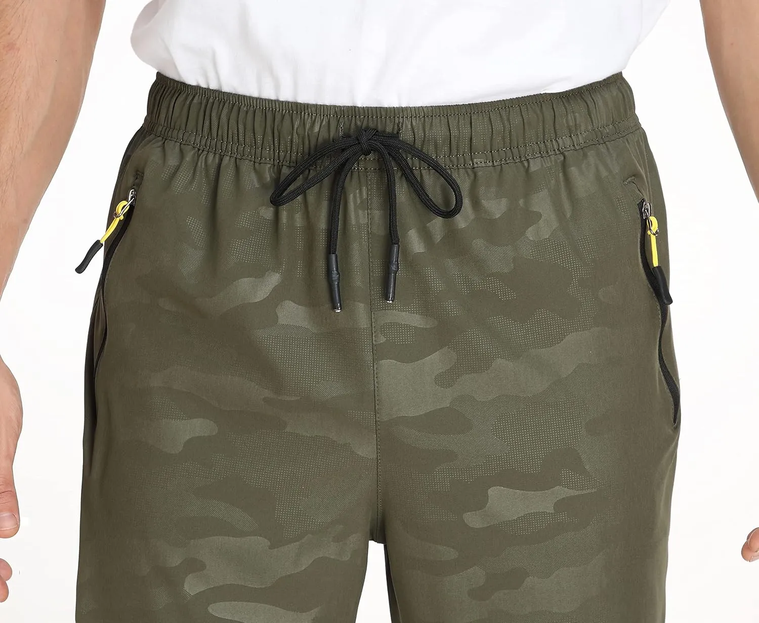 AIRIKE Men's Elastic Waist Hiking Pants Water Resistant Quick-Dry Lightweight Outdoor Sweatpants with Zipper Pockets