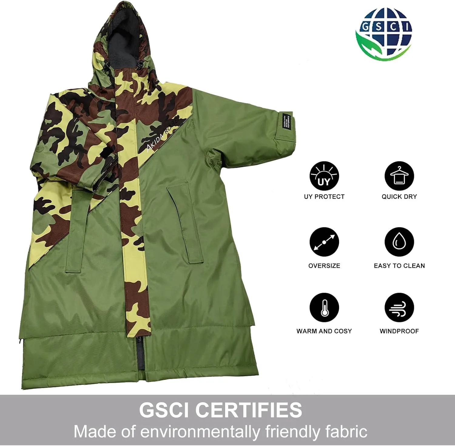 Akida Adult Oversized Changing Robe/Swim Parka,Waterproof Surf Poncho Warm Jacket,Quick Dry Wetsuit Changing Towel.