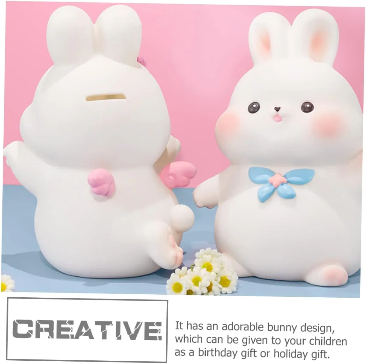 Alasum Rabbit Piggy Bank Kids Coin Bank Cartoon Bunny Figurines Cute Rabbit Coin Bank feng Shui Bunny Figures Piggy Bank for Boys Lucky Coin Piggy Banks for Girls Vinyl Animal Child jar