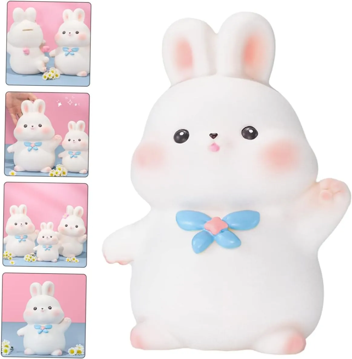 Alasum Rabbit Piggy Bank Kids Coin Bank Cartoon Bunny Figurines Cute Rabbit Coin Bank feng Shui Bunny Figures Piggy Bank for Boys Lucky Coin Piggy Banks for Girls Vinyl Animal Child jar