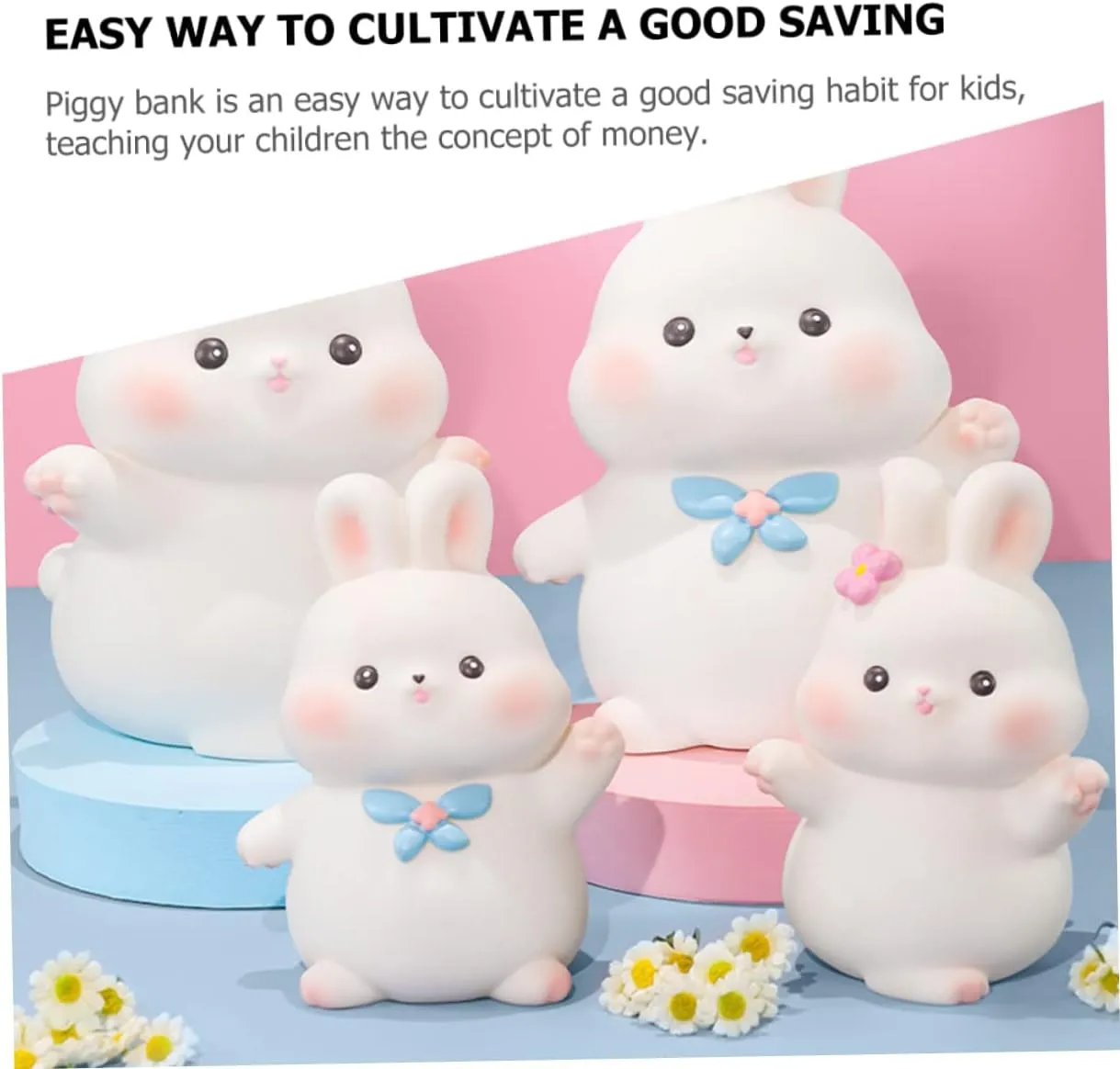 Alasum Rabbit Piggy Bank Kids Coin Bank Cartoon Bunny Figurines Cute Rabbit Coin Bank feng Shui Bunny Figures Piggy Bank for Boys Lucky Coin Piggy Banks for Girls Vinyl Animal Child jar