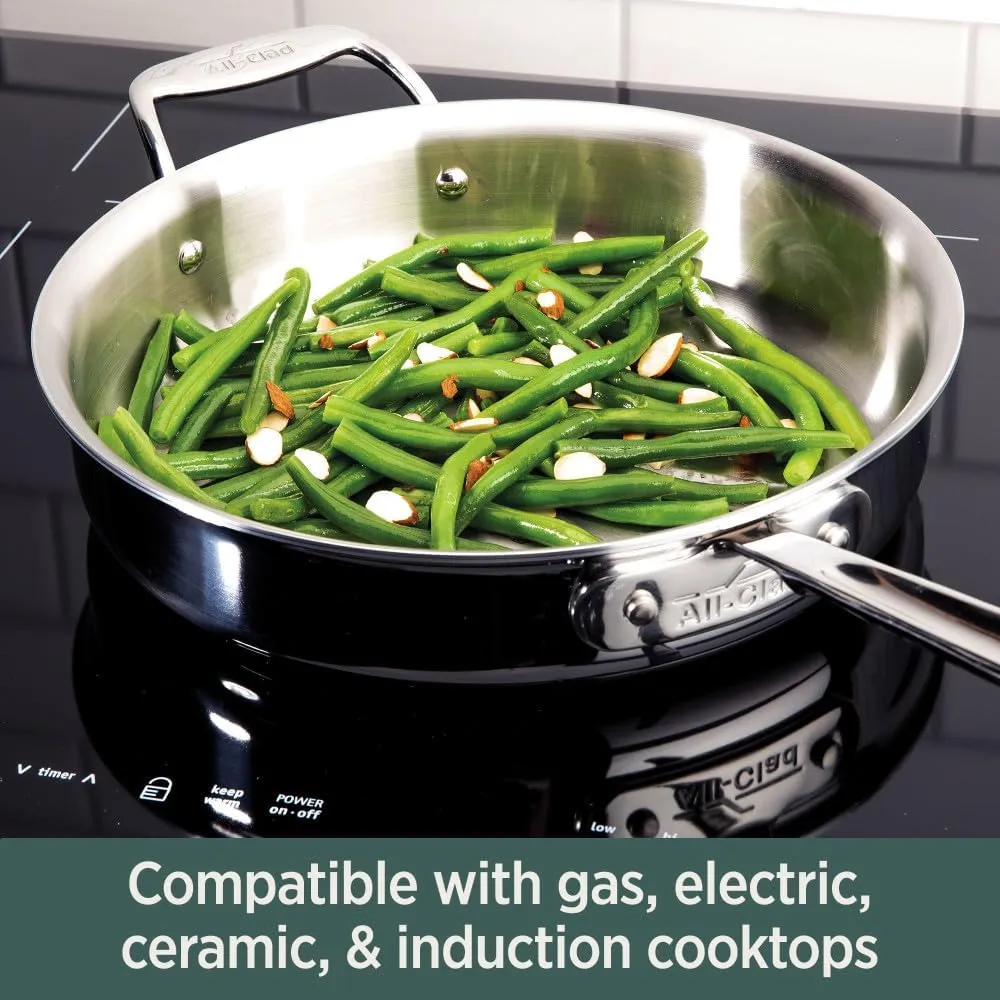 All-Clad D5 5-Ply Stainless Steel Nonstick Fry Pan 10 Inch Induction Oven Broiler Safe 500F Pots and Pans, Cookware Silver