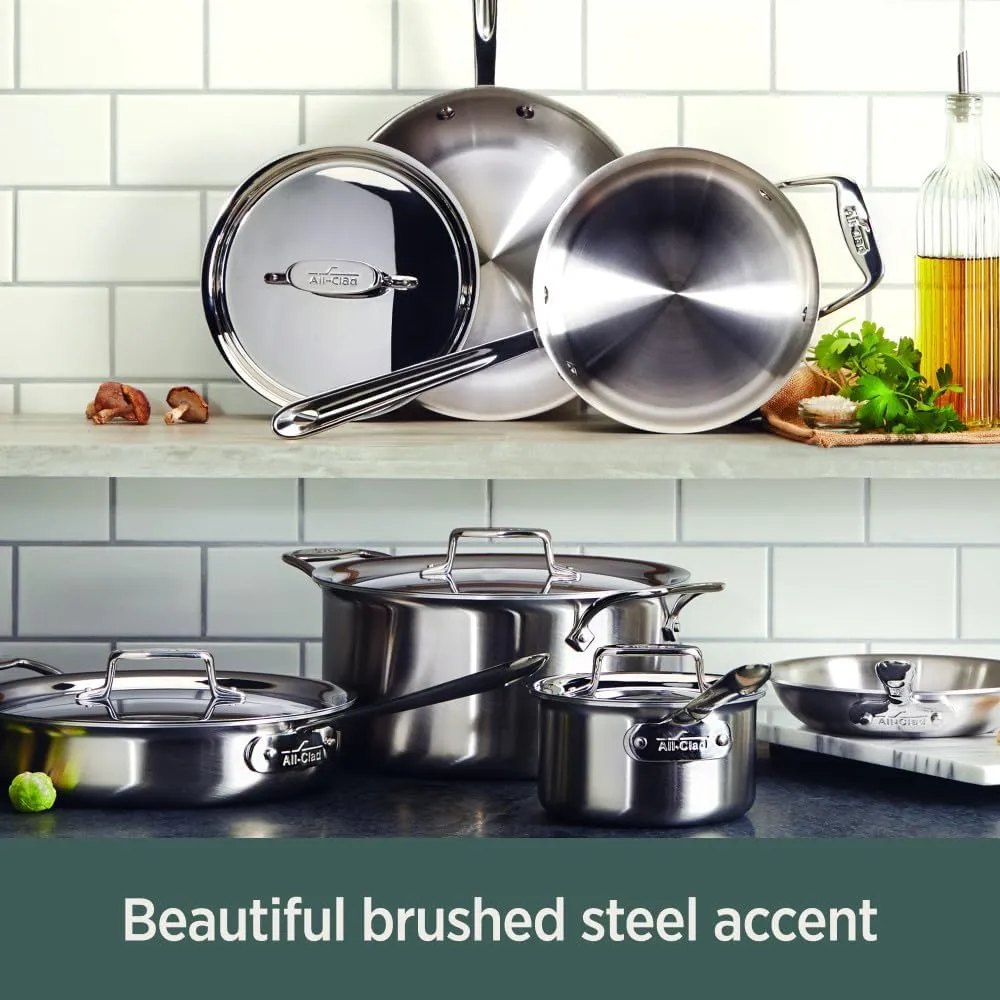 All-Clad D5 5-Ply Stainless Steel Nonstick Fry Pan 10 Inch Induction Oven Broiler Safe 500F Pots and Pans, Cookware Silver
