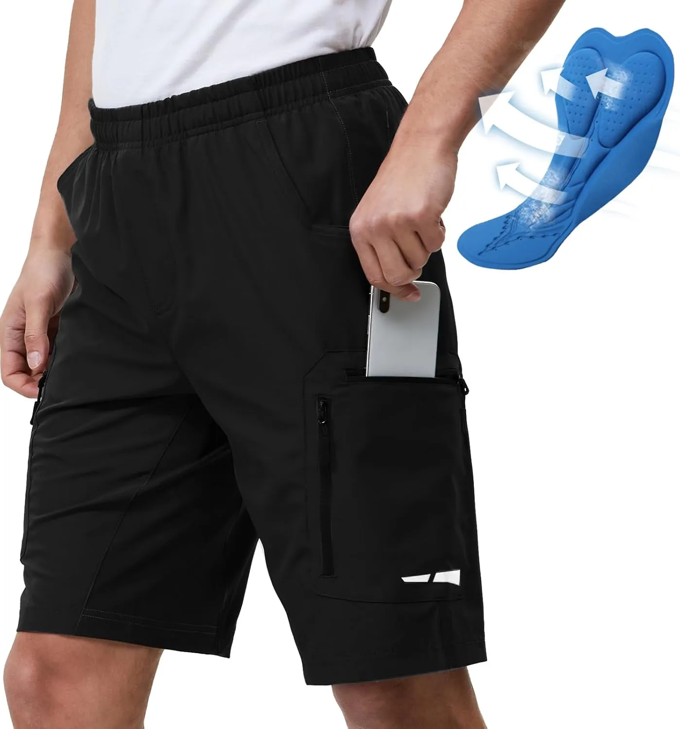 Ally Men's Mountain Bike Shorts 4D Padded Lightweight Loose-fit with Zipper Pockets for Biking Cycling Bicycle Riding Biker