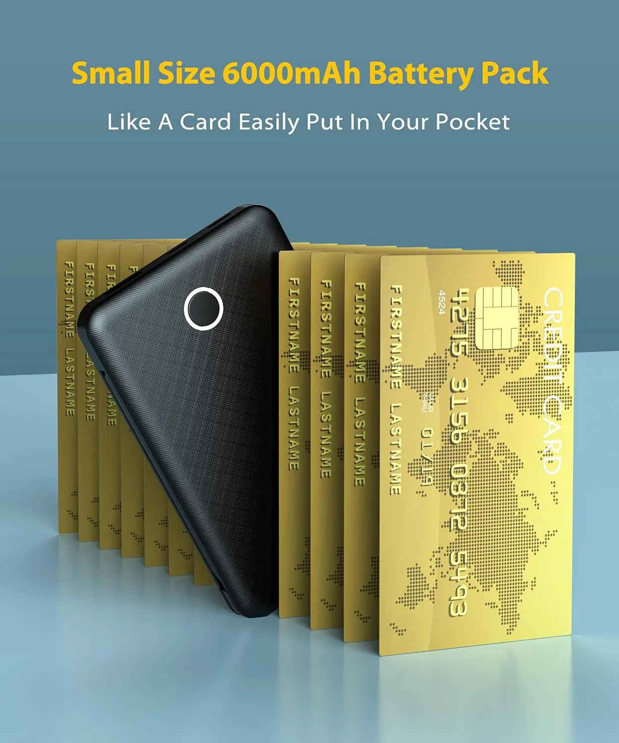 Alongza Portable Charger Small Size Built in Cable 6000mAh Power Bank, External Battery Pack Lightweight Backup Charger, Ultra Slim Battery Backup Charger for Cell Phones