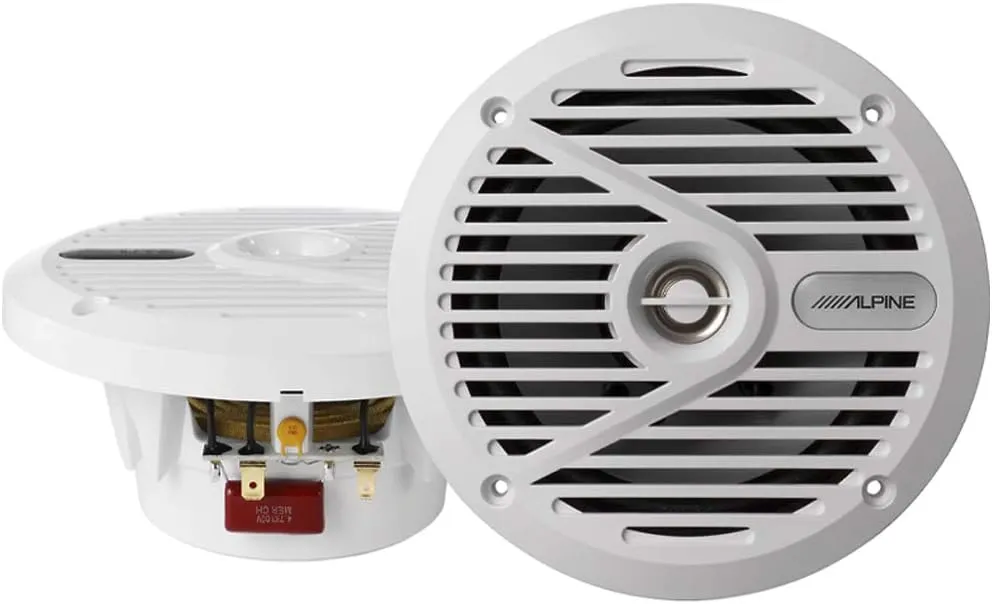 Alpine SPS-M601W 6-1/2" Marine Coaxial 2-Way Speaker - White (Pair)