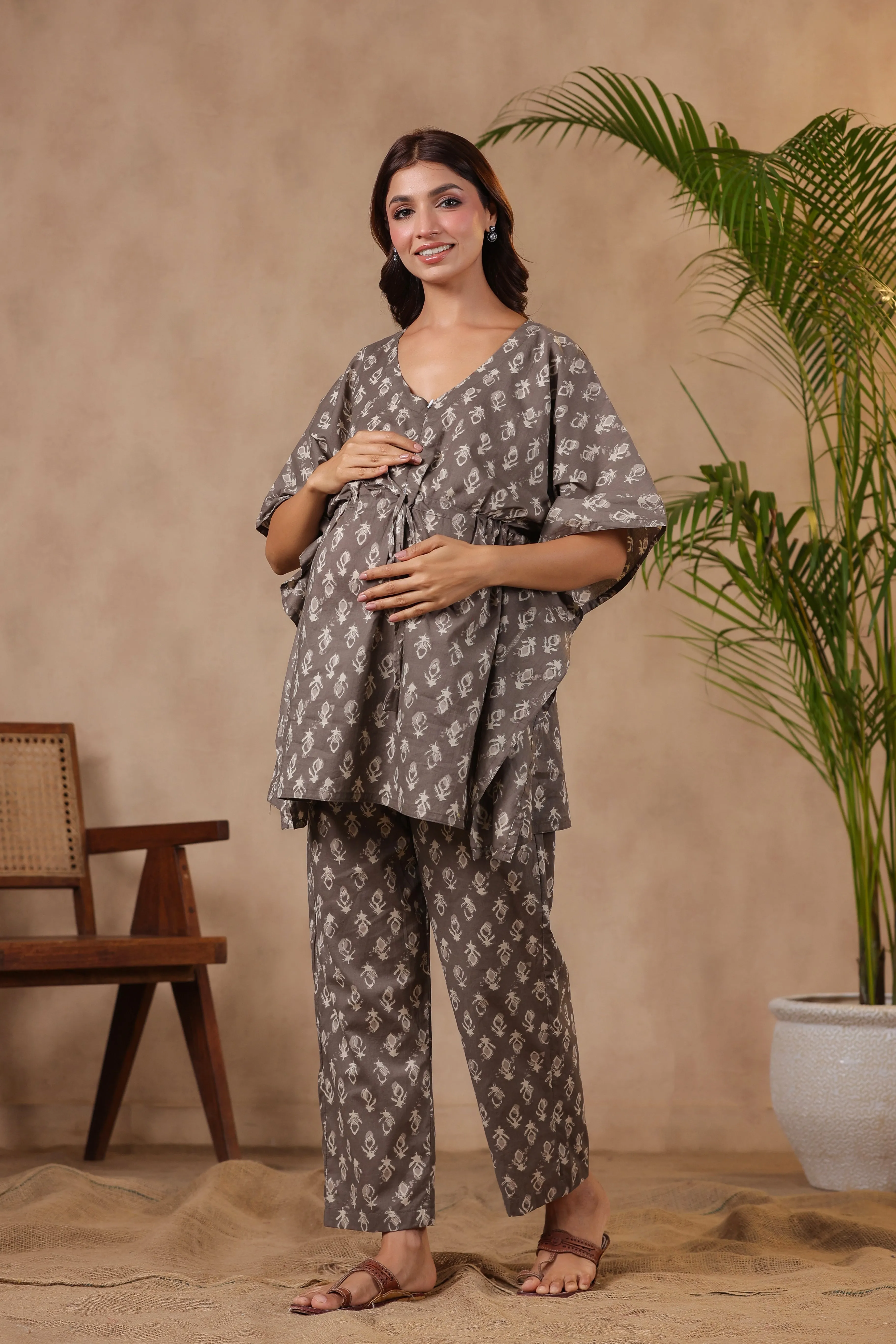 & Batik Maternity Kaftan Daily special Set Grey Excellent reviews Nursing