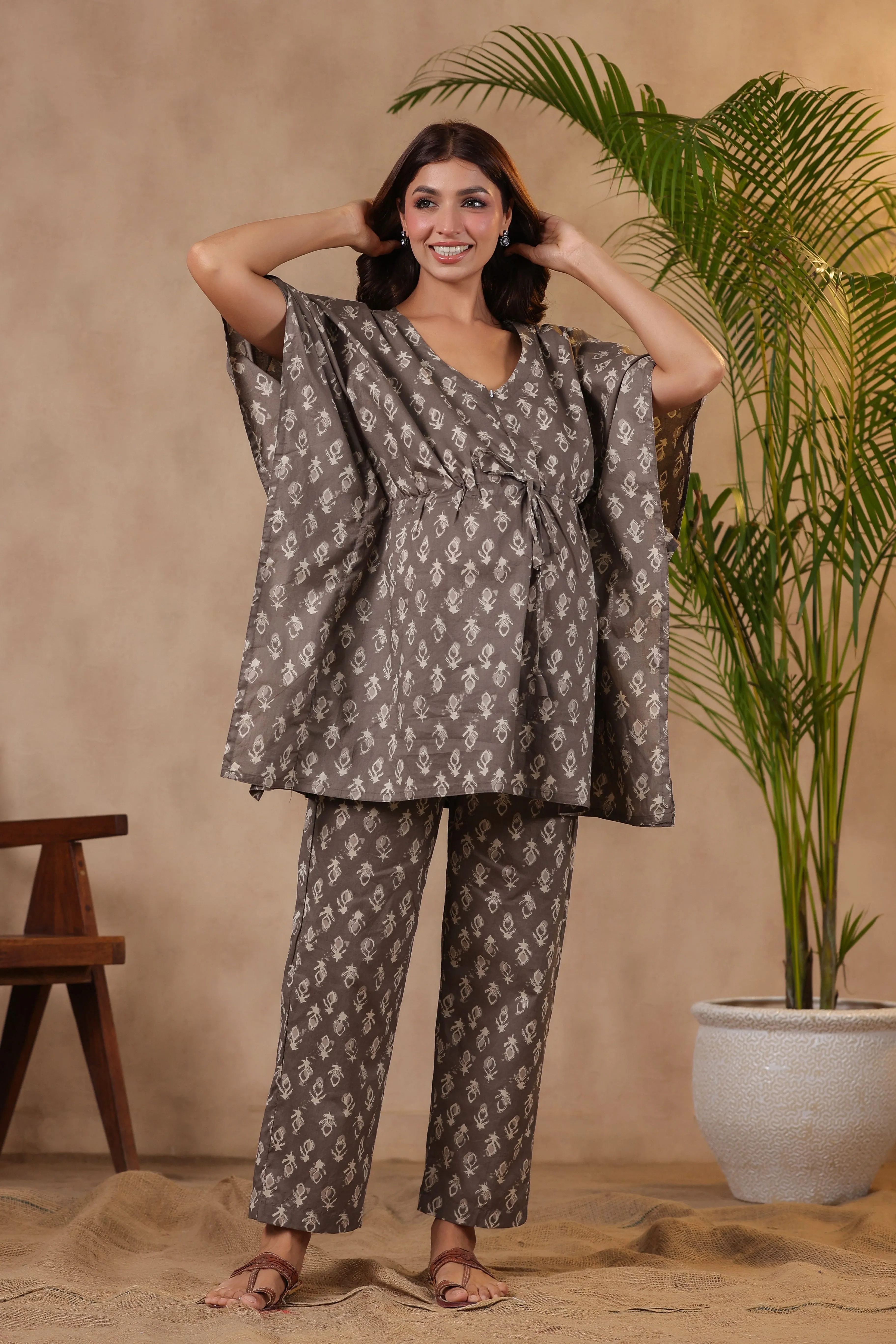 & Batik Maternity Kaftan Daily special Set Grey Excellent reviews Nursing