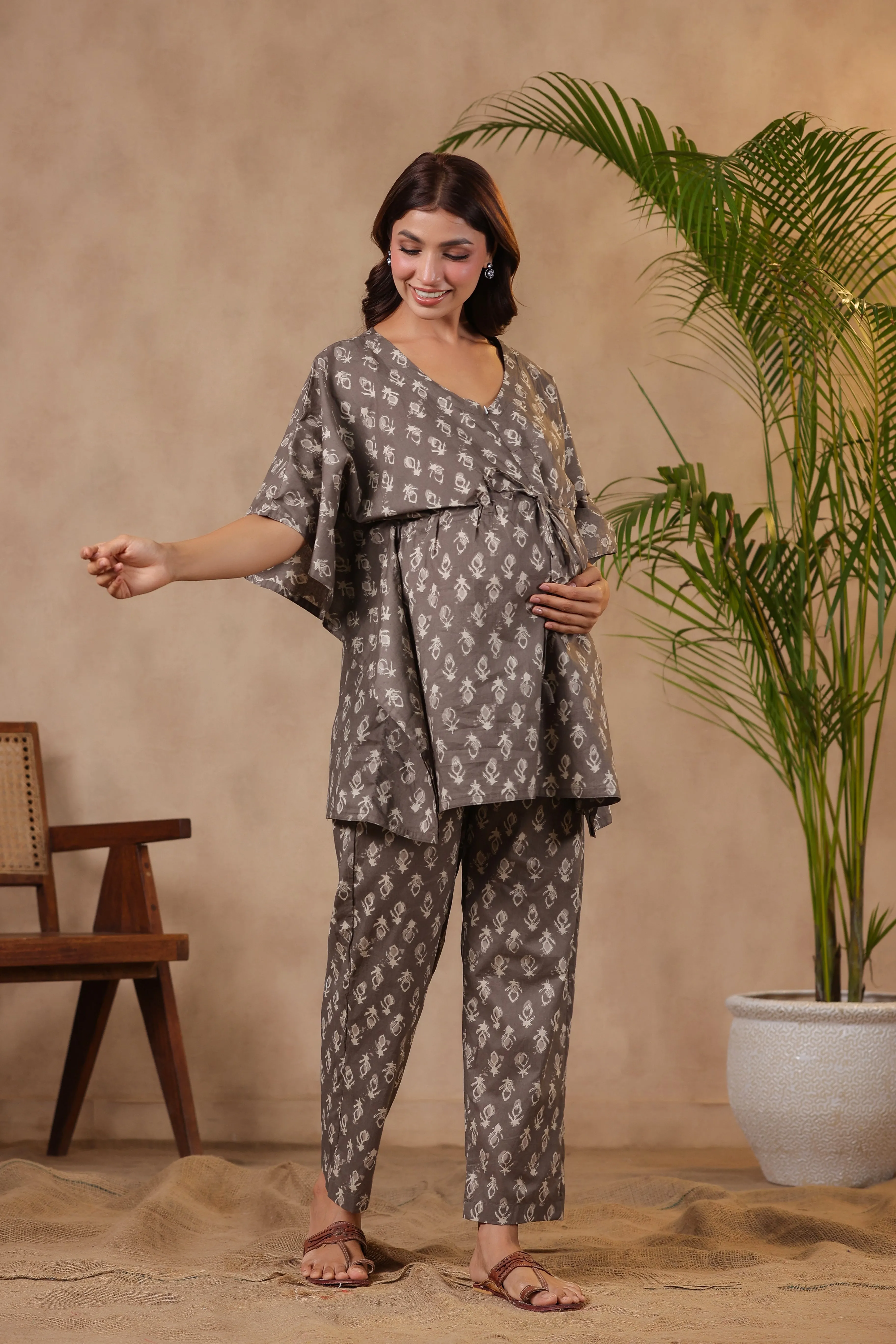 & Batik Maternity Kaftan Daily special Set Grey Excellent reviews Nursing