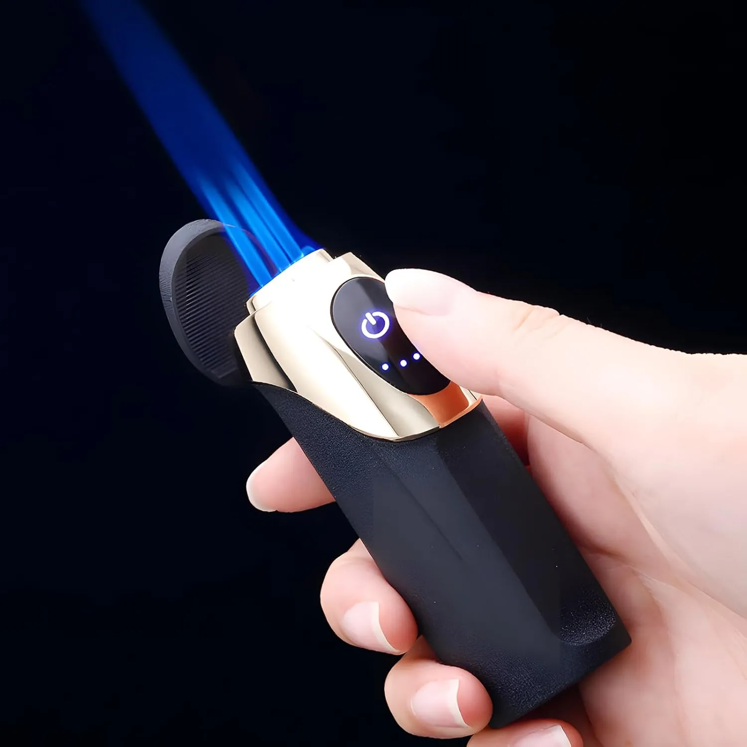 Amposei Windproof Electric Lighter Touch Sensitive Case, Lighter, Electric Arc Lighter Windproof Lighter Plasma Lighter - USB Rechargeable, Upgraded Battery Indicator (Blue)