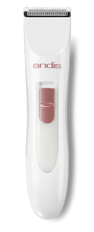 Andis 24630 Women's Personal Electric Trimmer - Detachable Stainless-Steel Blade - for Legs, Underarms Hair Removal - Rechargeable Cordless Slim Design - 6-Piece Kit, White