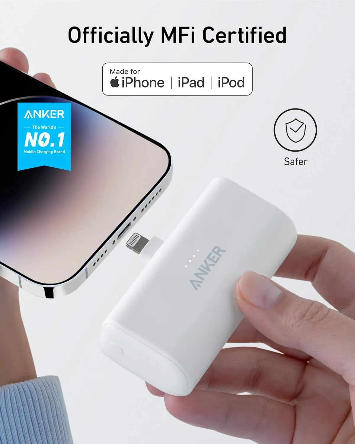 Anker Nano Power Bank with Built-in Lightning Connector, Portable Charger 5,000mAh MFi Certified 12W, Compatible with iPhone 14/14 Pro / 14 Plus / 14 Pro Max, iPhone 13 and 12 Series (Black)
