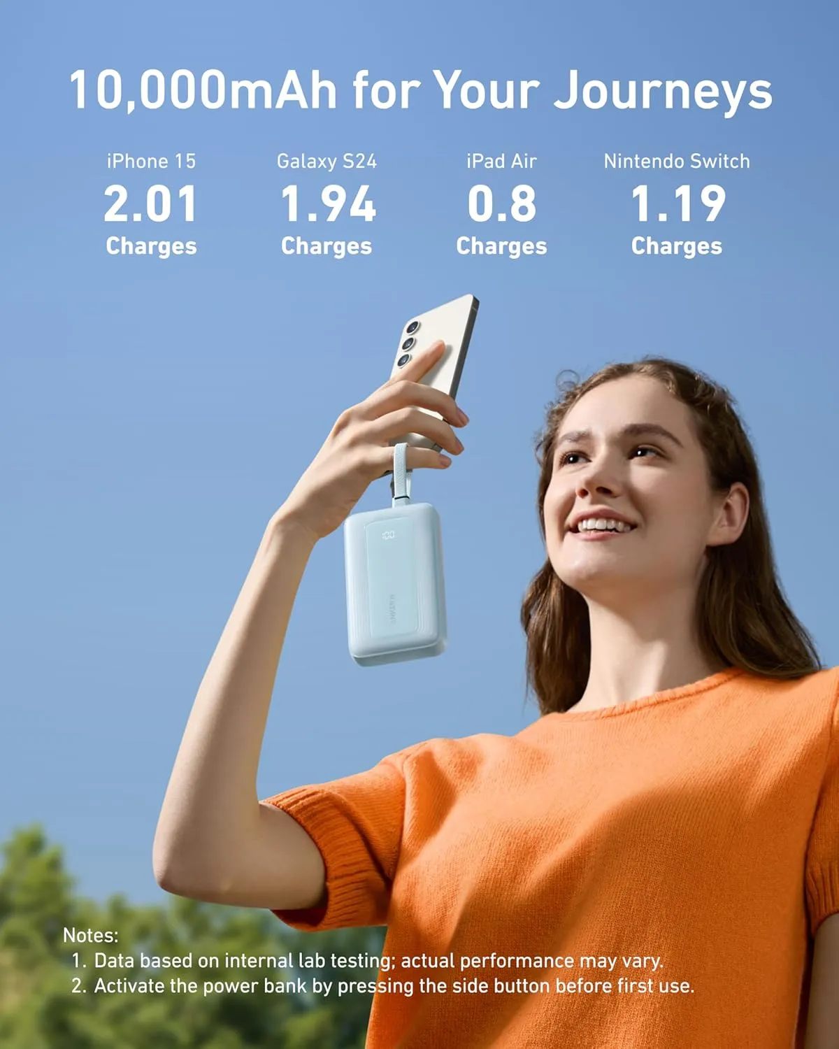 ANKER Zolo Power Bank, 10,000mAh 30W Max Fast Portable Charger with Built-in USB-C and MFi Certified Lightning Cables, USB-C&A, Battery Pack for iPhone 16/15 Series, MacBook, Galaxy (Black)