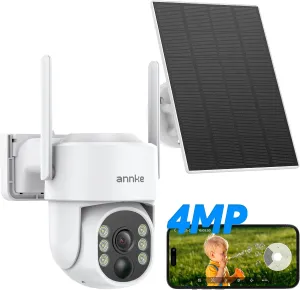 ANNKE 4MP Solar Security Cameras Outdoor Wireless, 9000mA Battery for WiFi Camera, 2 Way Audio, Human detection, 360° Pan & Tilt, PIR Detection, Color Night Vision, Up to 256G Storage, Alexa Supported