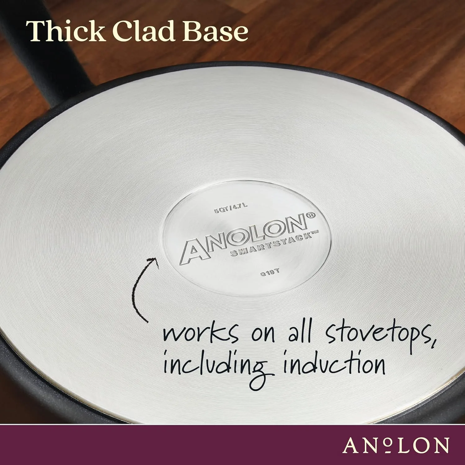 Anolon SmartStack Hard Anodized Nonstick Induction Nesting Cookware/Pots and Pans Set, Dishwasher Safe, 9 Piece - Black