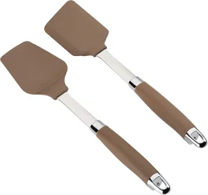 Anolon SureGrip Nonstick Silicone Spatula and Spoonula Set/Cooking Utensils, 2 Piece, Bronze