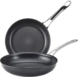 Anolon X SearTech Aluminum Nonstick Cookware Frying Pan Set, 2-Piece, Super Dark Gray