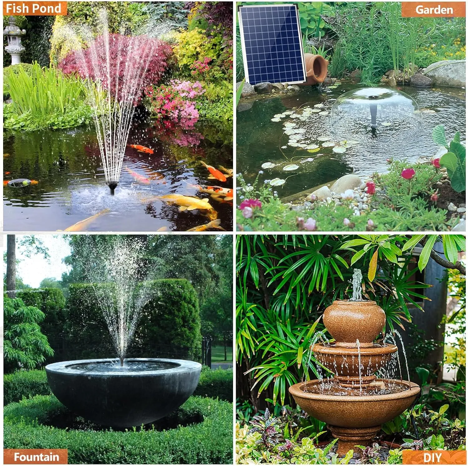 Antfraer 25W Solar Water Pump, Solar Fountain Pump with Water Flow Adjustable, Submersible Solar Water Fountain Kit with PVC Tubing & 17Ft Long Cord for Fish Pond Waterfall Garden Hydroponics Pool