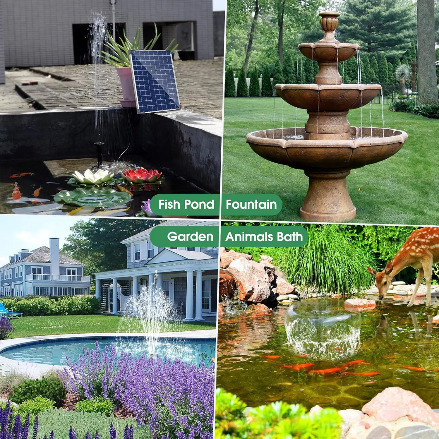 Antfraer Solar Fountain Pump, 25W Solar Water Pump 410GPH Flow Adjustable, Pond Fountain with 17Ft Cord & PVC Tubing for Pond Garden Waterfall Backyard Hydroponics Water Features