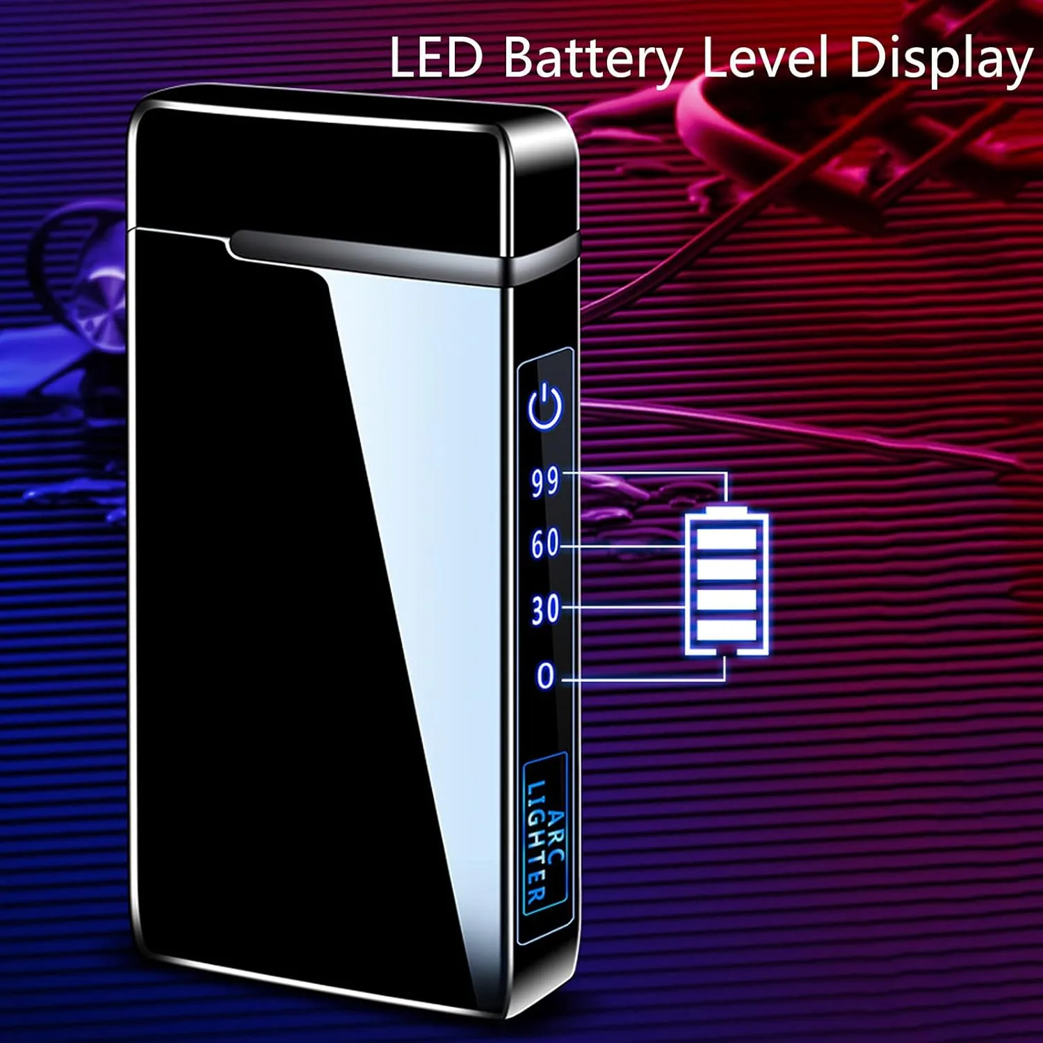 Arc Electric and Refillable Butane Jet Flame Torch Lighter 2 in 1, USB Rechargeable with LED Lighting Windproof for Fire, BBQs, Fireworks, Candle, Camping, Outdoor (Black Ice)