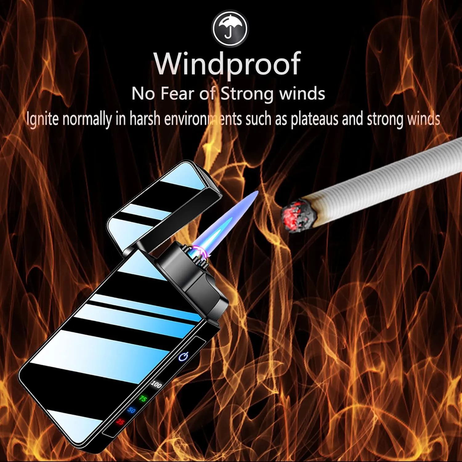 Arc Lighter Jet Flame Torch Lighters 2 in 1, Refillable Butane Electric USB Rechargeable, Premium Windproof with LED Display Power Infinity for BBQs,Candle,Camping (Blue Ice)