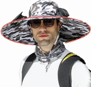 Axocet Solar Fan Hats for Men, Wide Brim Solar Fan Outdoor Fishing Hat-Solar & USB Charging,Solar Fan Hat Upf50 