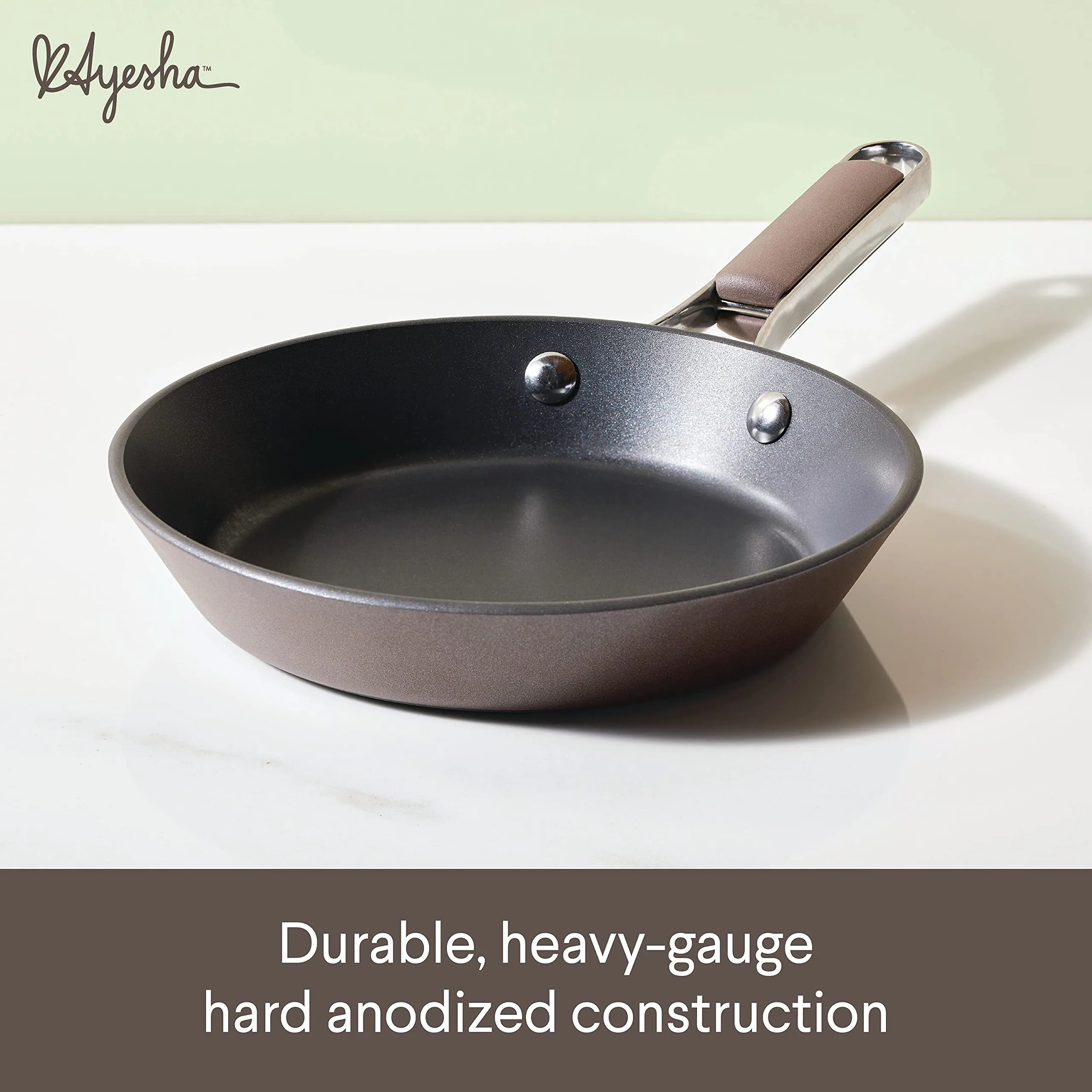 Ayesha Curry Kitchenware Hard Anodized Collection Nonstick Frying Pan, 8.25-Inch, Charcoal