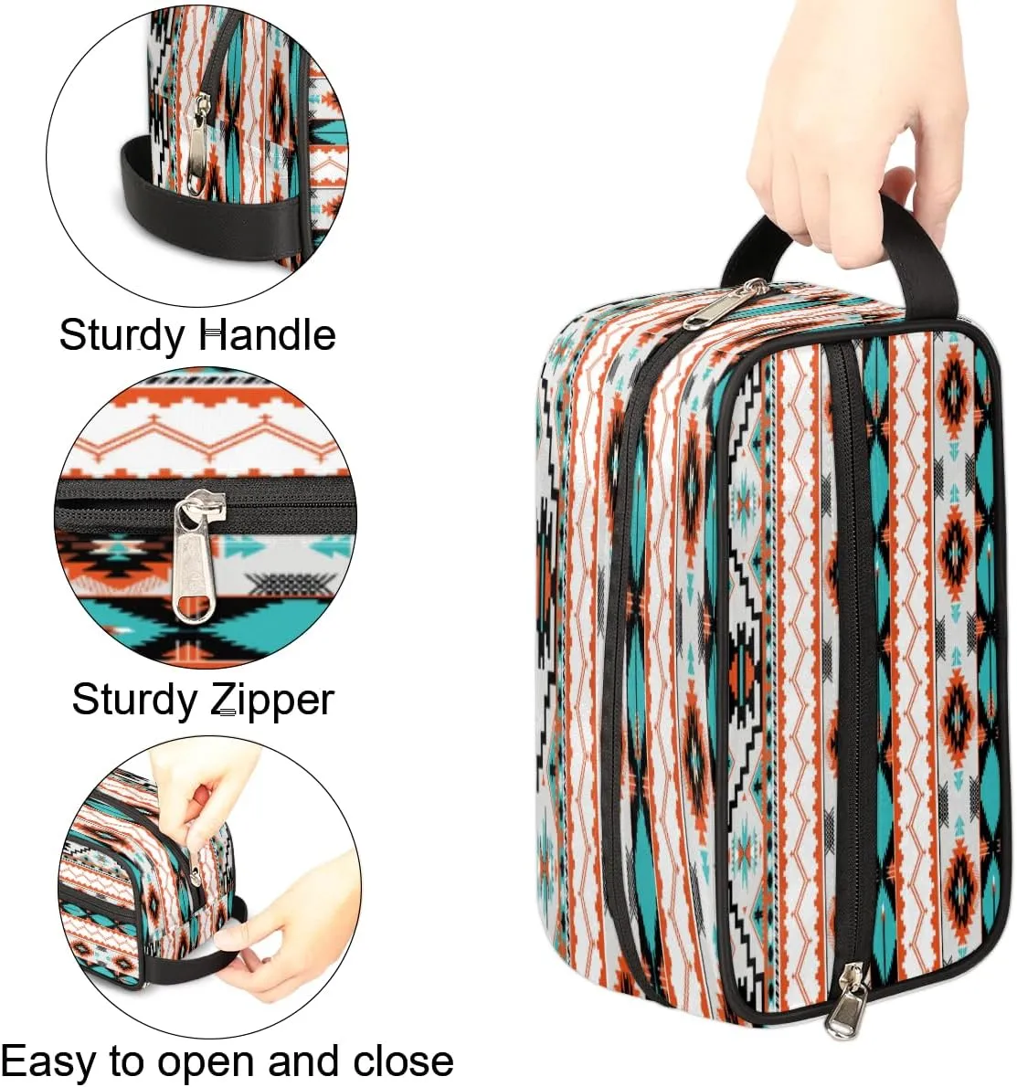 Aztec Toiletry Bag for Women Girl,Western Travel Cosmetic Bag,Hanging Makeup Bag,Approved Hygiene Bag Waterproof Dopp Kit Organizer for Toiletries Shower Bathroom Carry-on Accessories Gifts