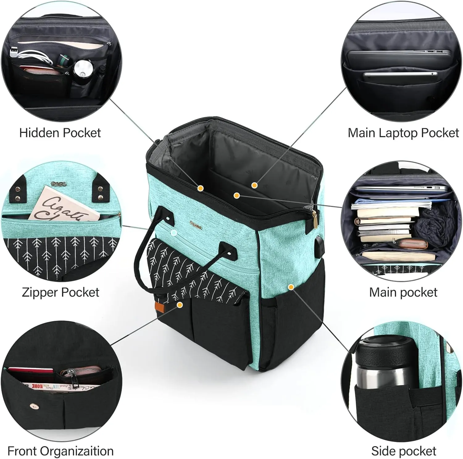Backpack for Women School Backpack, 15.6 Inch Computer Back Pack with USB Charging Port Travel Bookbag for College Work Business, Gifts for Women Girls
