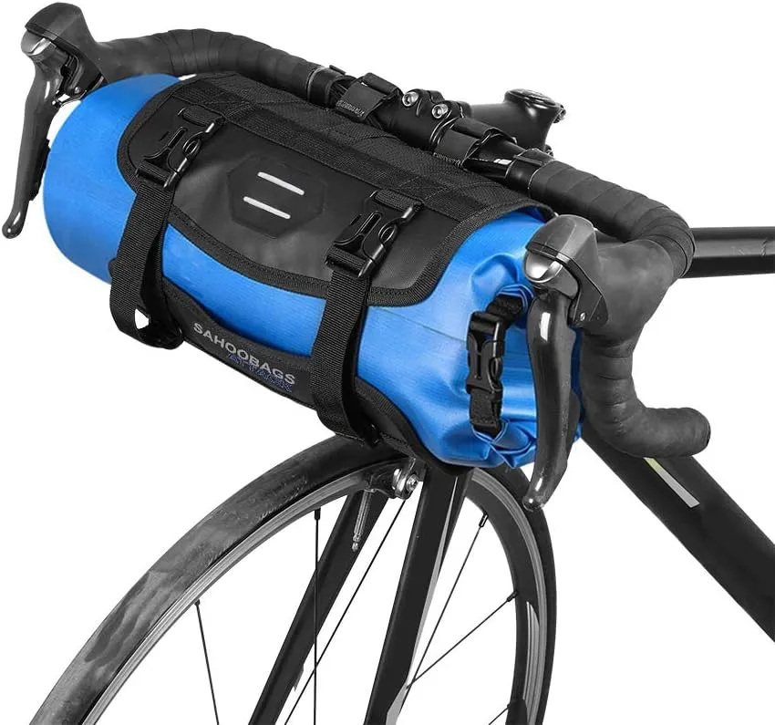 Bag, Waterproof Cycle Mountain Road Bike Front Frame Handlebar Dry Bag with Roll Top Closure 3L-7L Adjustable, Suitable for Almost All (Blue)