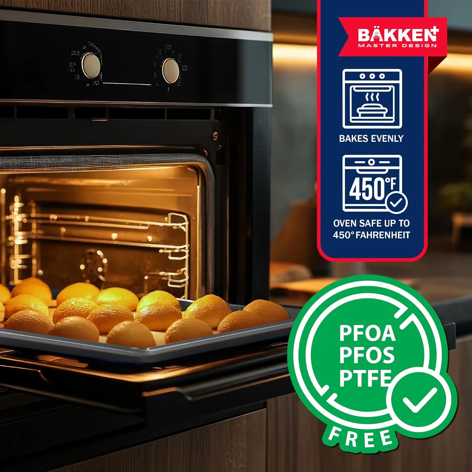 BAKKEN Kitchen Baking Pans - Small, Medium, and Large Cookie Pan (13.58×9.65, 15.75×11, 17.91×12.60), Nonstick, Diamond Texture Bottom, PFOA, PFOS, PTFE Free, Oven Safe (450°F), Pack of 3, Gray Marble