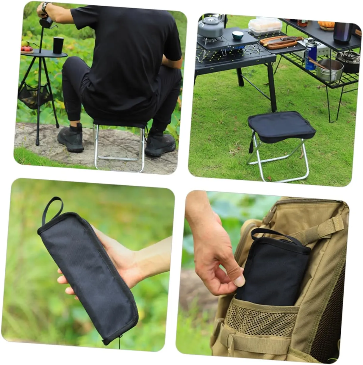 balacoo 5pcs Ergonomic Camping Stools Portable Aluminum Alloy Footrest for Outdoor