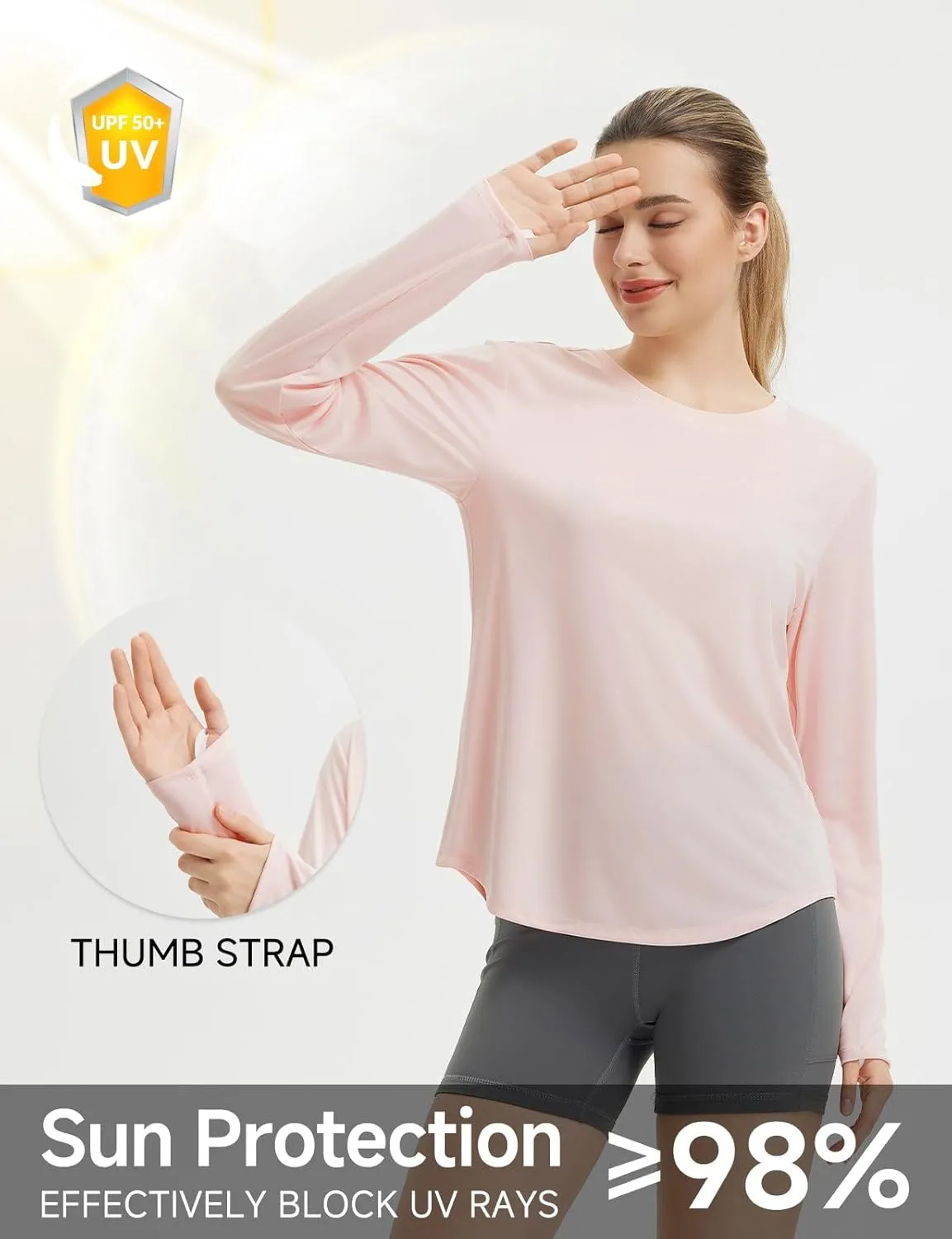 baleaf Women's Sun Shirts UPF50  Long Sleeve Workout Tops Running Athletic Lightweight Quick Dry