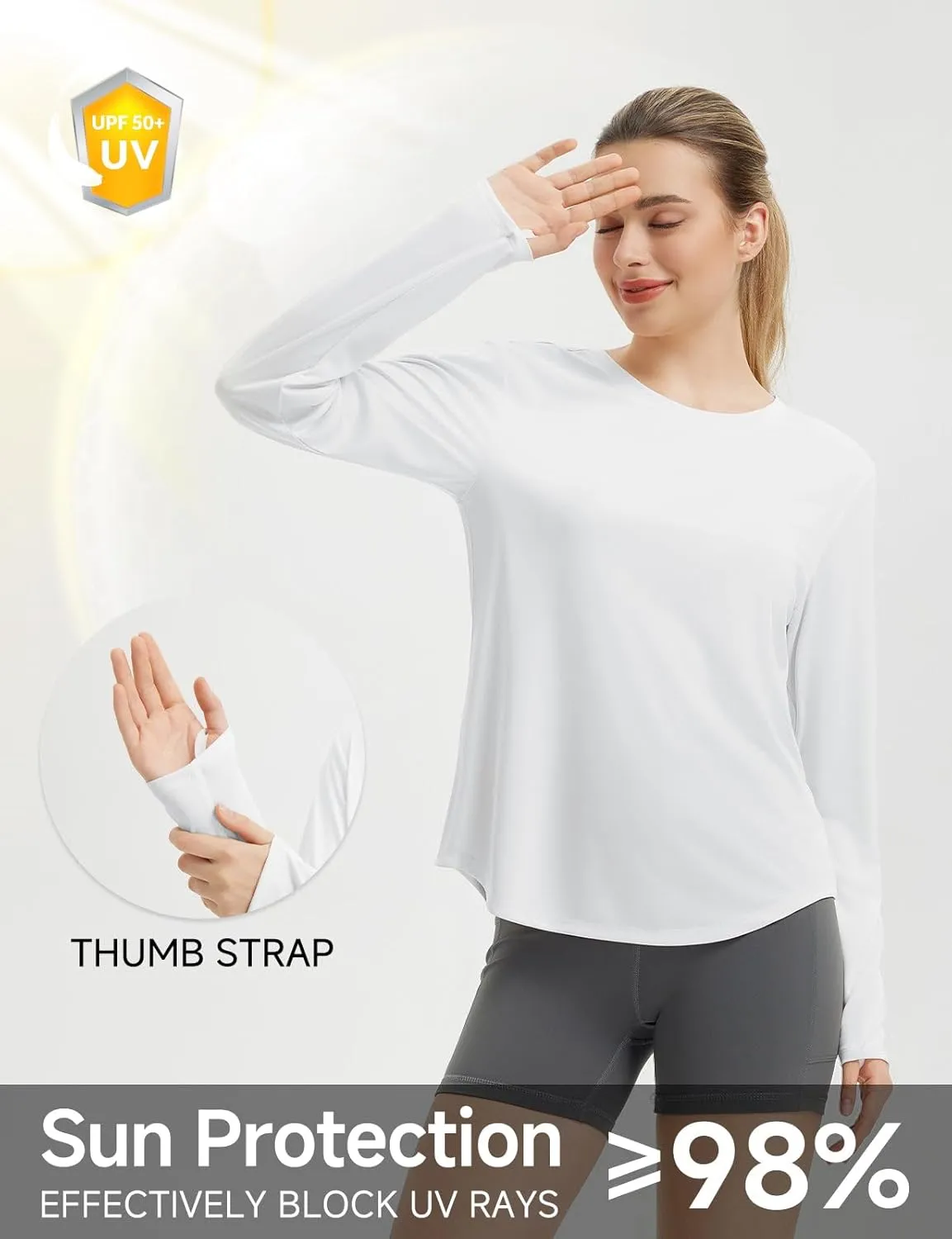 baleaf Women's Sun Shirts UPF50  Long Sleeve Workout Tops Running Athletic Lightweight Quick Dry