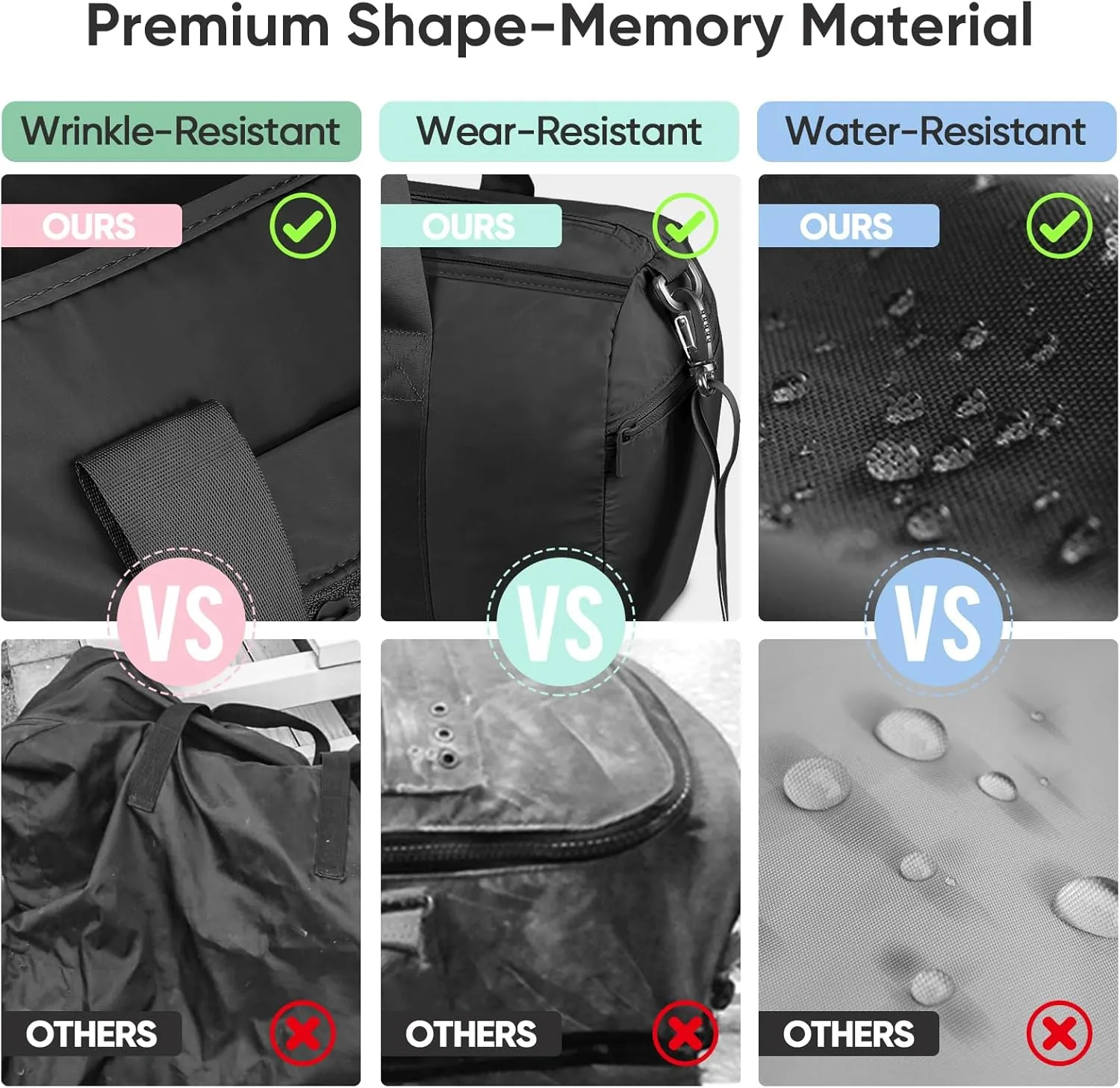BALEINE Gym Bag for Women and Men, Duffel Bag for Sports, Gyms and Weekend Getaway, Waterproof Dufflebag with Shoe and Wet Clothes Compartments, Lightweight Carryon Gymbag (Black)