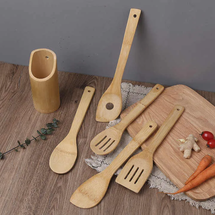 Bamboo Utensil Set 6 PCS Kitchen-مجموعة أدوات مطبخ