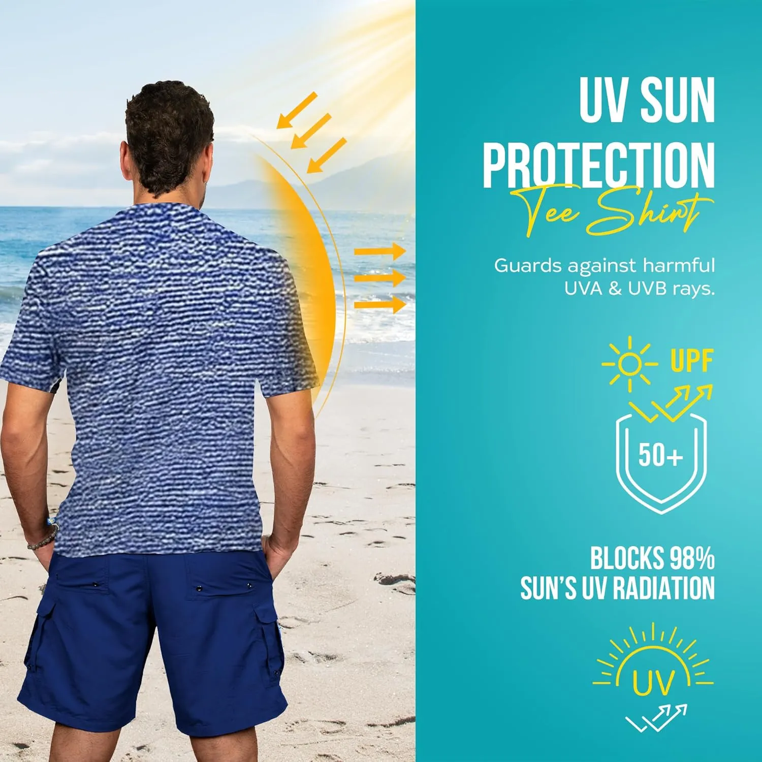 Banana Boat Men Rash Guard Short Sleeve tee Shirt for Men | Waterproof | UPF 50  | UV Protection | Quick-Dry