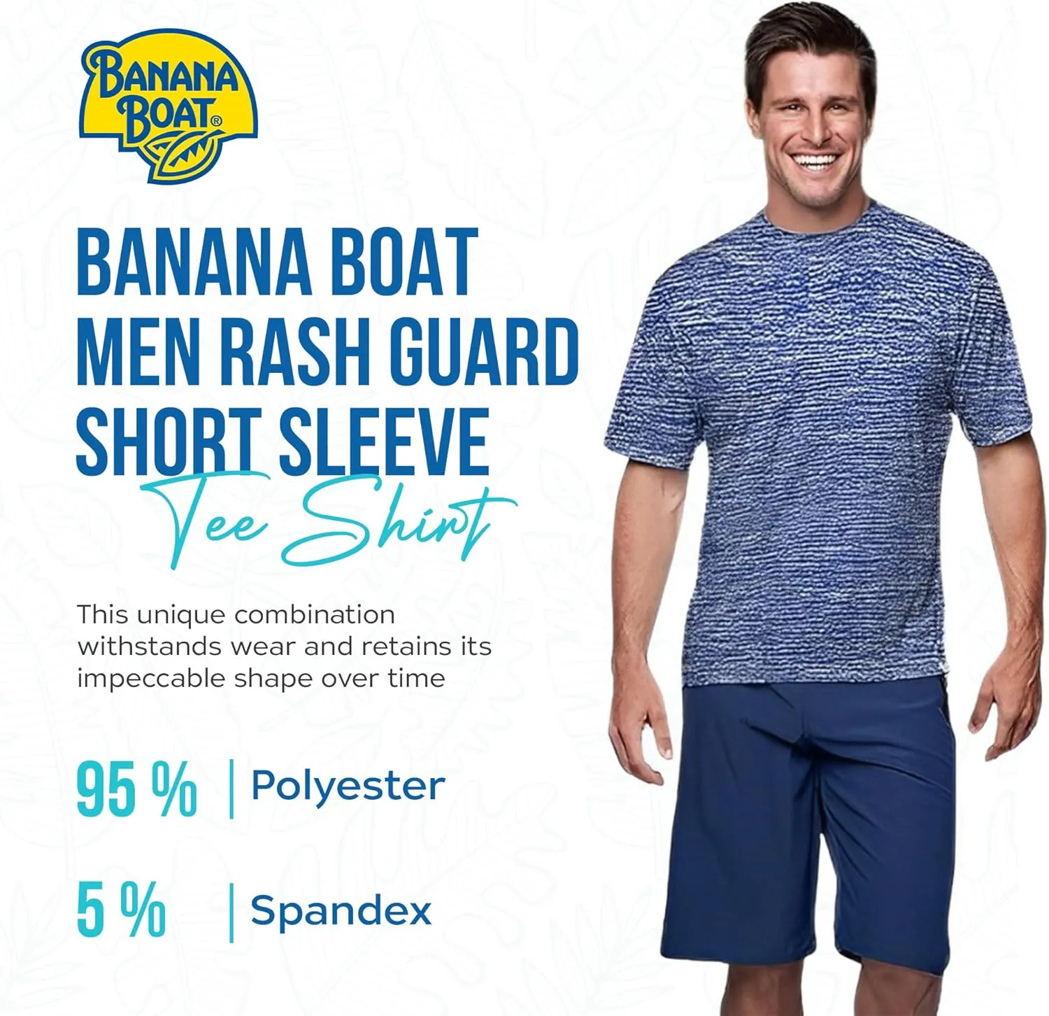 Banana Boat Men Rash Guard Short Sleeve tee Shirt for Men | Waterproof | UPF 50  | UV Protection | Quick-Dry