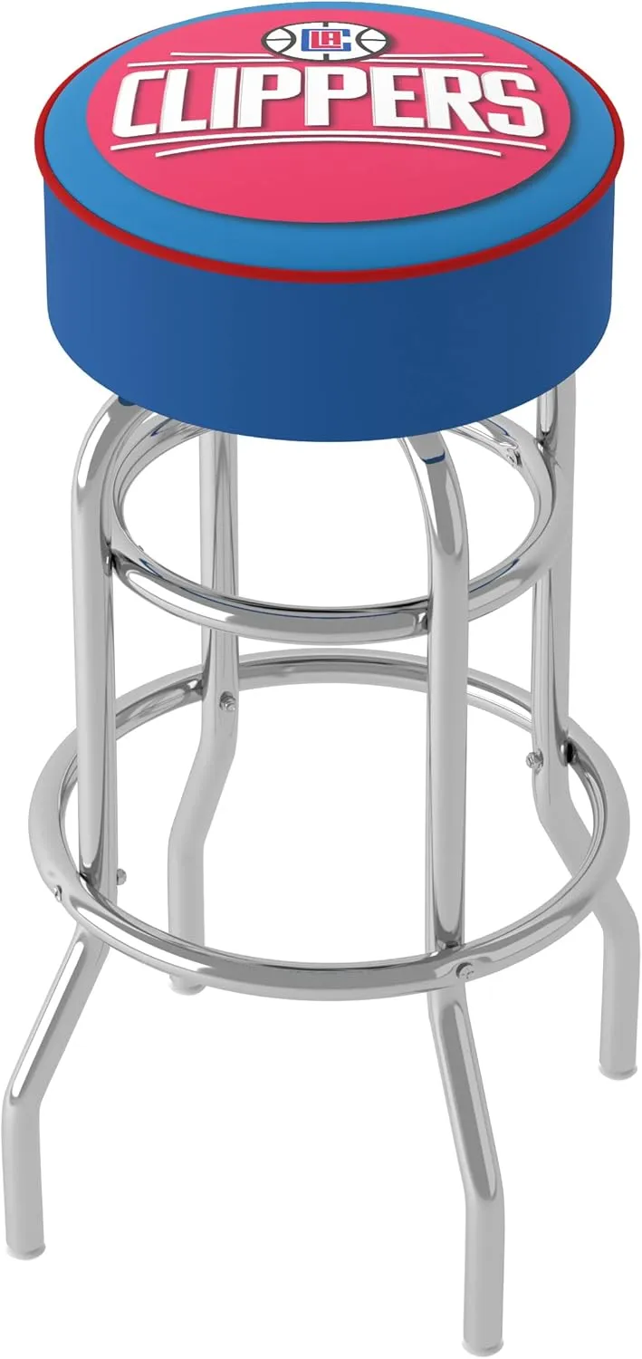 Bar Stool - Los Angeles Clippers Logo Stool with Foam Padded Seat - Swivel Chair for Game Room, Garage, or Home Bar by Trademark Global