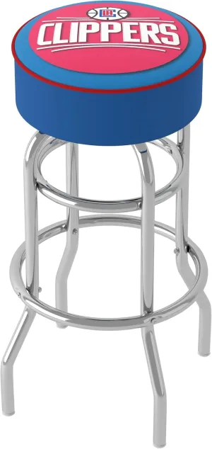 Bar Stool - Los Angeles Clippers Logo Stool with Foam Padded Seat - Swivel Chair for Game Room, Garage, or Home Bar by Trademark Global