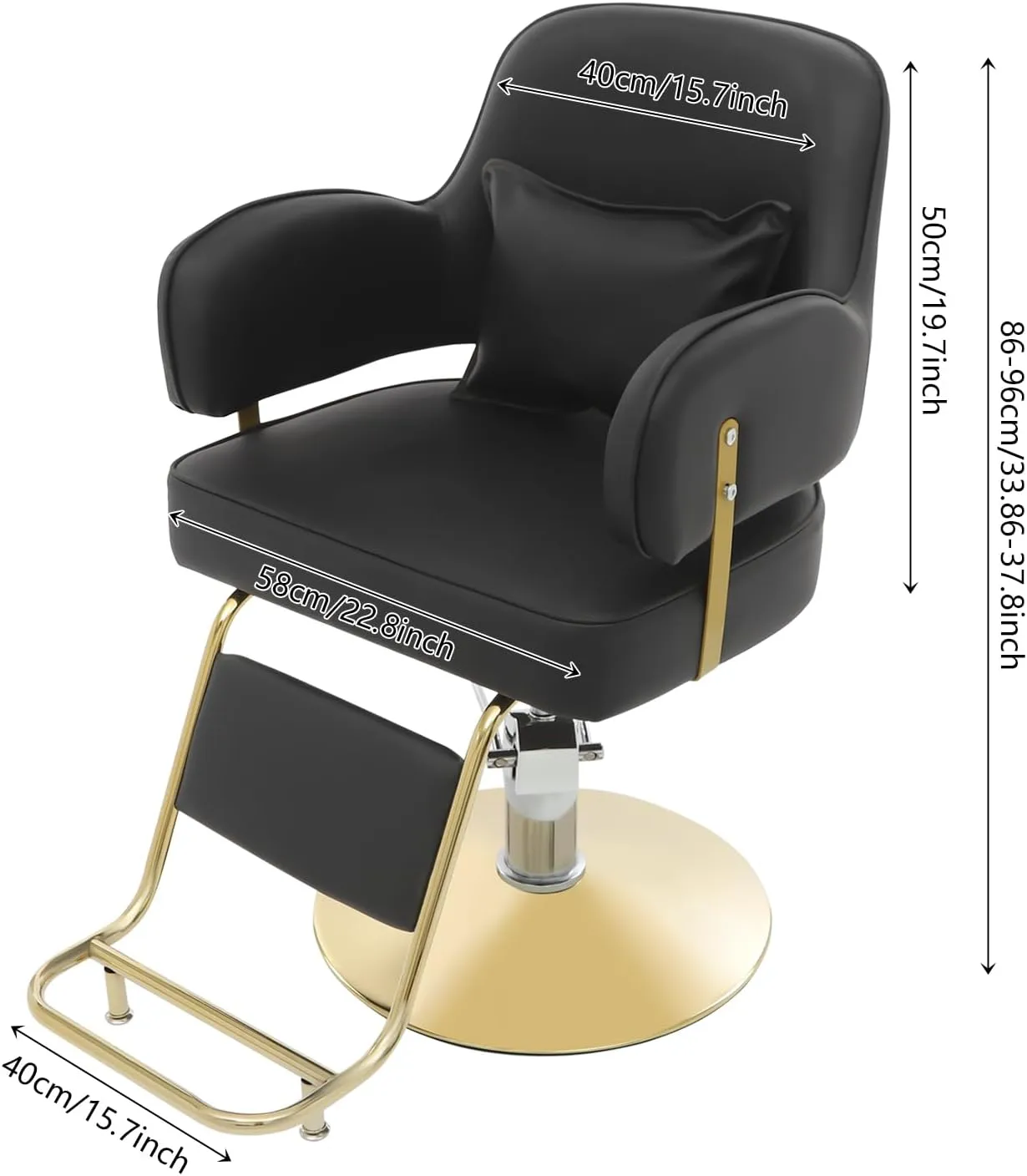 Barber Chairs for Barbershop, Hair Salon Chair with Foot Pedals Withstand 220.46 Pounds Can Rotate 360° High Density Sponge Pad Ergonomic Used for Beauty Salons, Nail Salons, Etc (Black)
