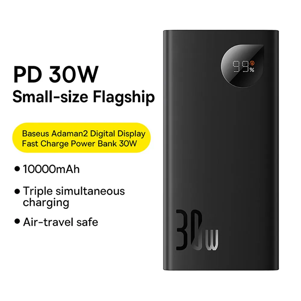 Baseus Adaman2 Digital Display Fast Charge Power Bank 10000mAh 30W - Black