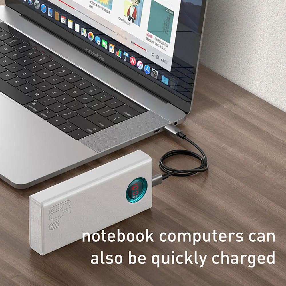 Baseus Amblight Digital Display Quick Charge Power Bank 30000mAh 65W - White