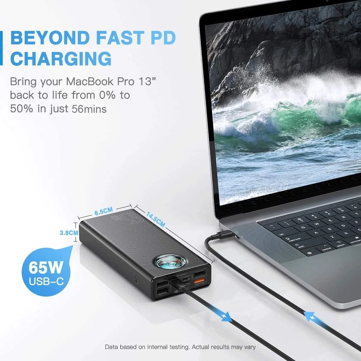 Baseus BS-30KP365 Amblight Digital Display Quick Charge Power Bank 30000mAh 65W | 8-Ports | for Laptop & Mobiles