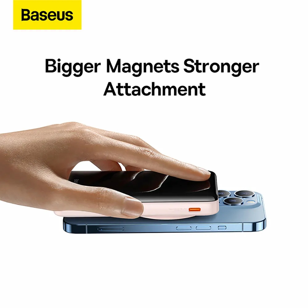 Baseus Magnetic Bracket Wireless Fast Charge Power Bank 10000mAh 20W - Pink