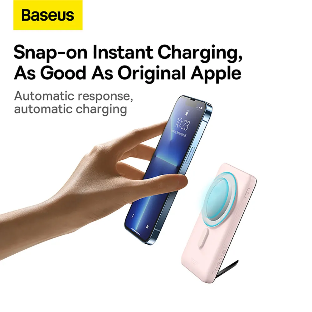 Baseus Magnetic Bracket Wireless Fast Charge Power Bank 10000mAh 20W - Pink