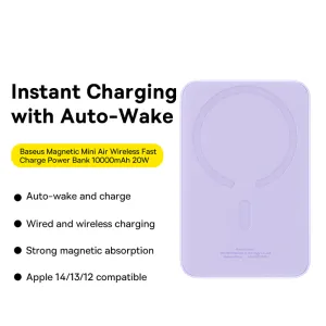 Baseus Magnetic Mini Air Wireless Fast Charge Power Bank 10000mAh 20W - Nebula Purple