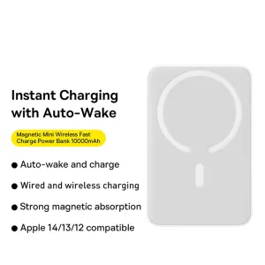 Baseus Magnetic Mini Wireless Fast Charge Power Bank 10000mAh 20W - Starlight White