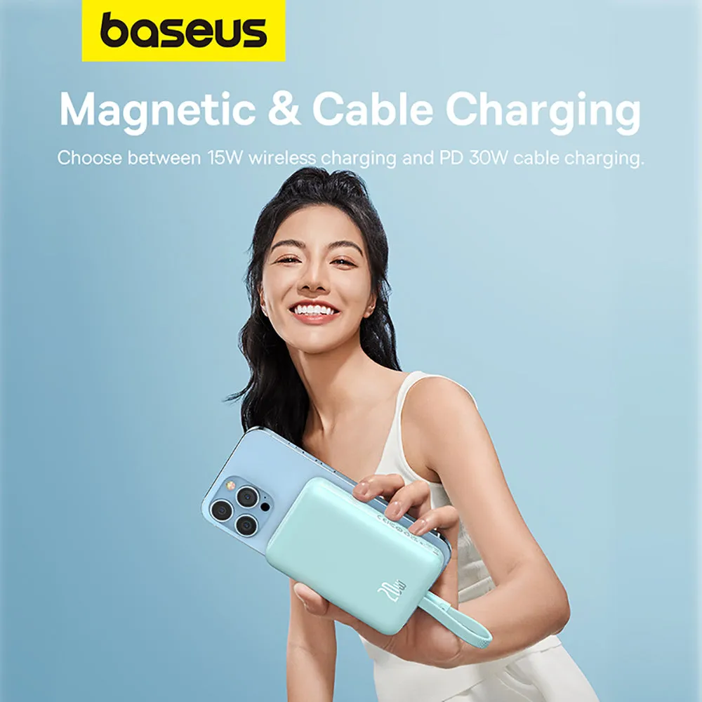 Baseus Magnetic Mini Wireless Fast Charging Power Bank for iPhone 10000mAh 20W Mint Green - International Version