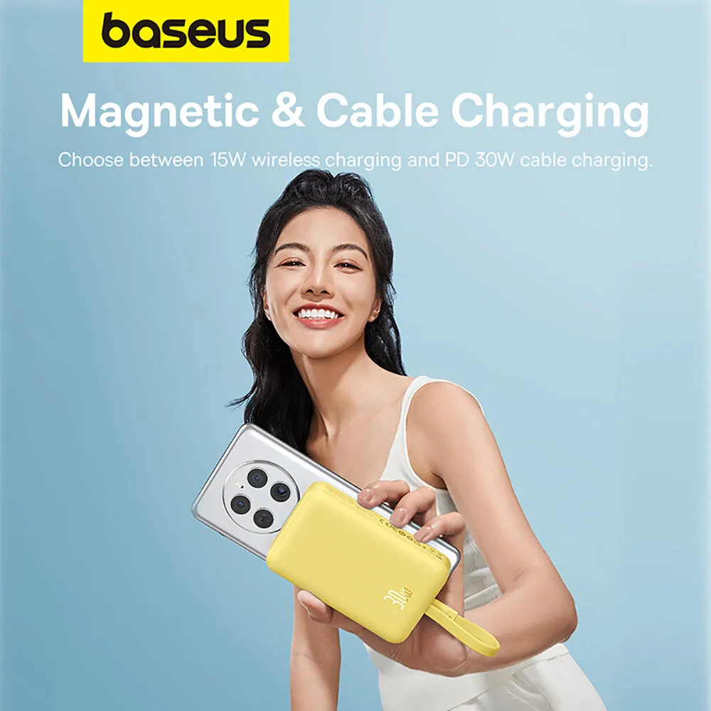 Baseus Magnetic Mini Wireless Fast Charging Power Bank Type-C 10000mAh 30W - Fresh Lemon Yellow